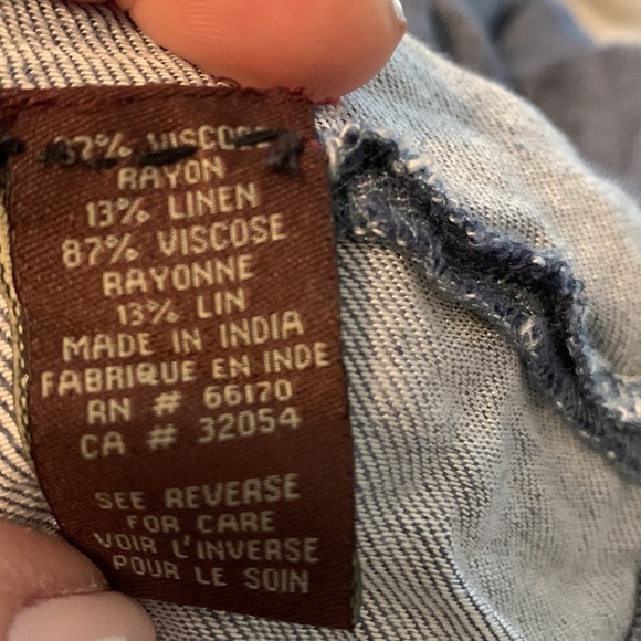 Anthro Ranna GiLL racer back Wiltern chambray embroidered bib front shift dress - Picture 12 of 13